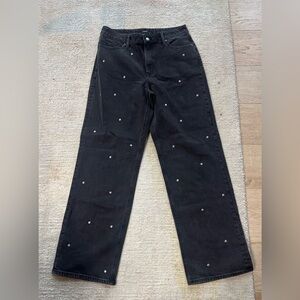 Express Black Straight Leg Jeans with Studs